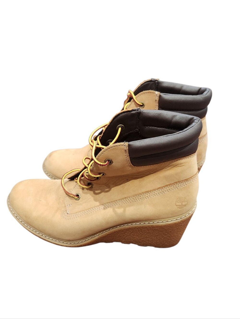 Timberland Glancy Wedge Lace Up Boot Wheat Nubuck Size 9 - Picture 4 of 8